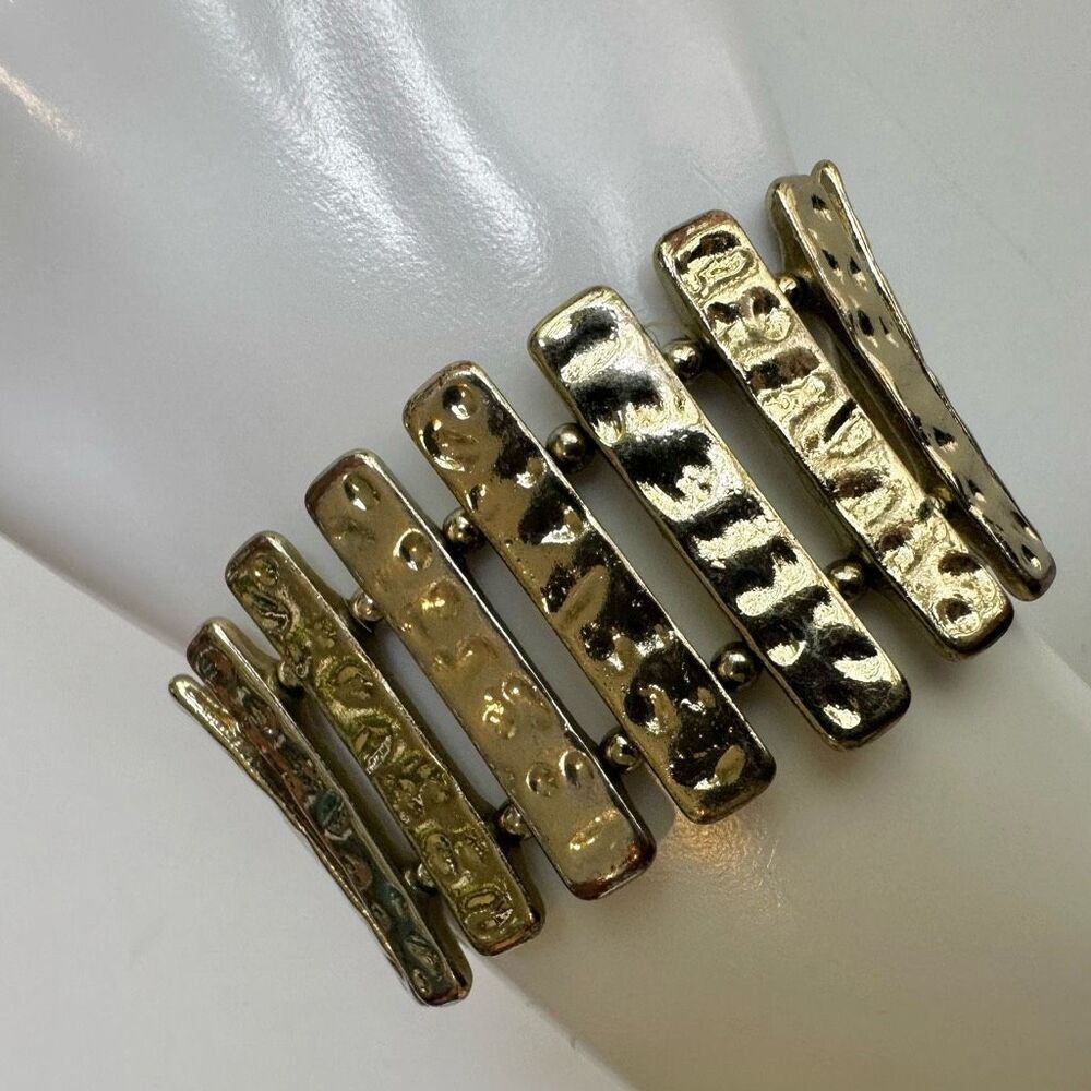 Gold tone stretchy wide bracelet